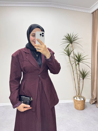 1243 - Ceket Etek Takım - Bordo