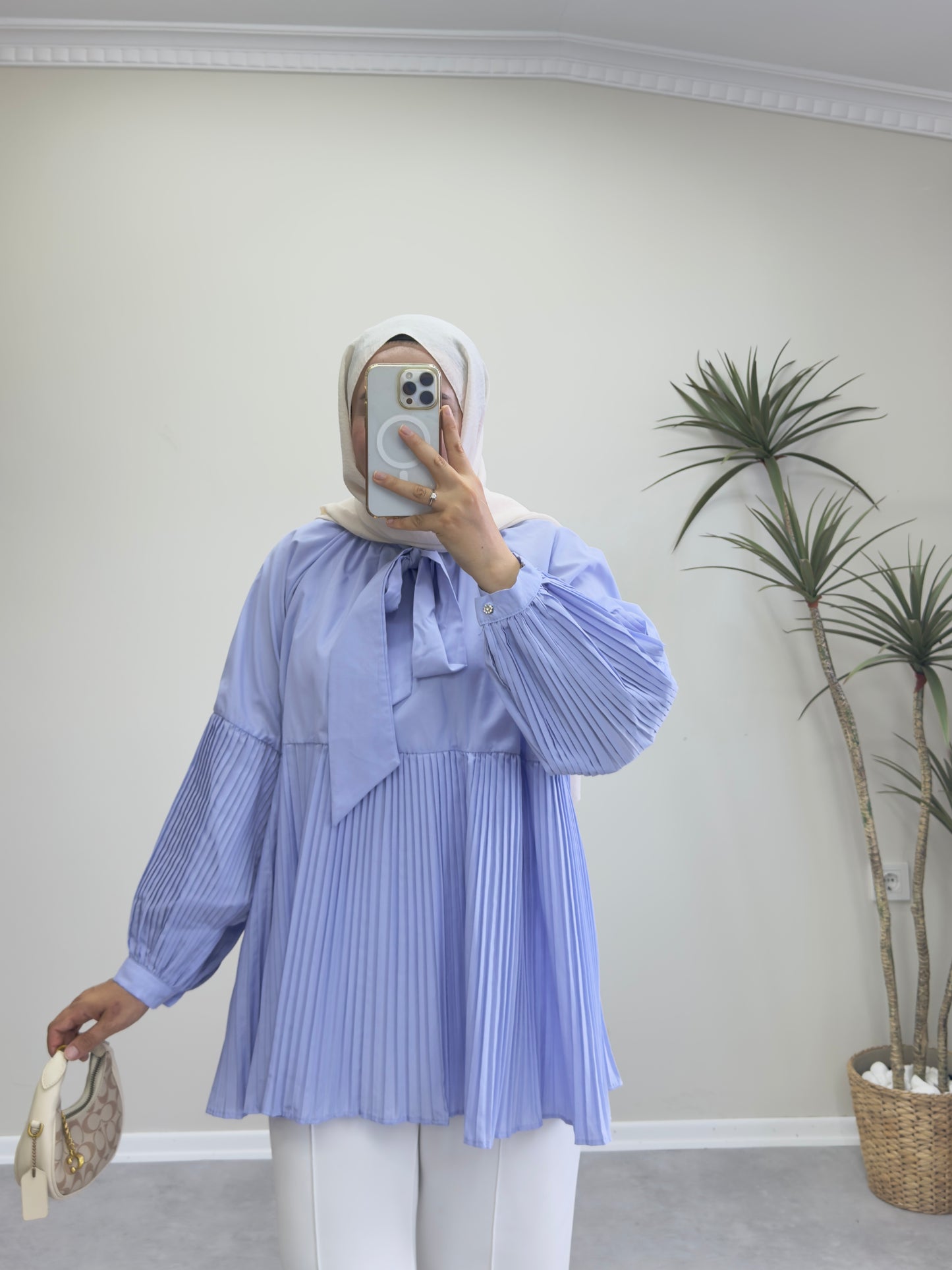 2080 - Kolu Pİliseli Tunik - Bebe mavi