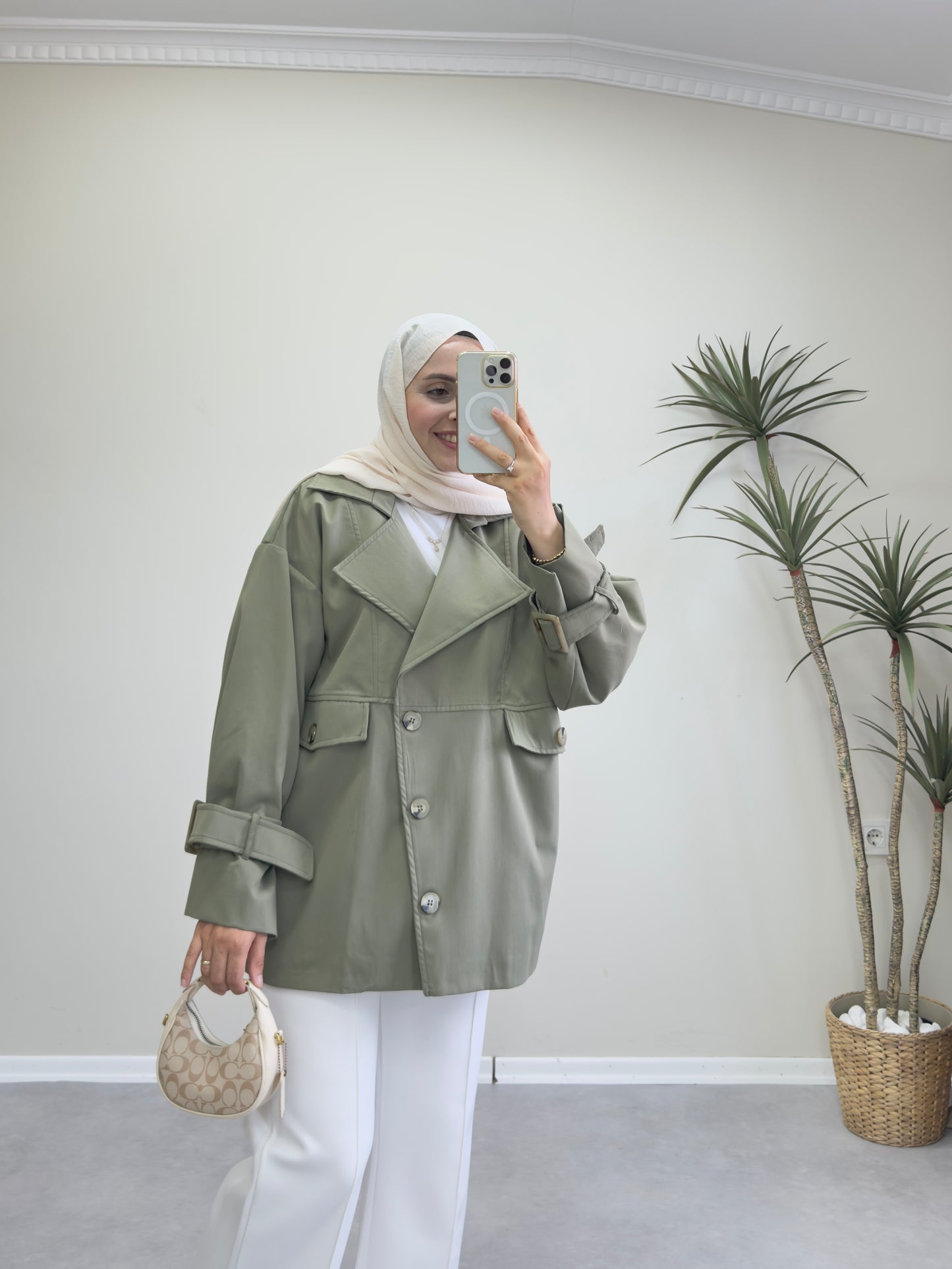 1182 - Düğmeli Trençkot - Haki