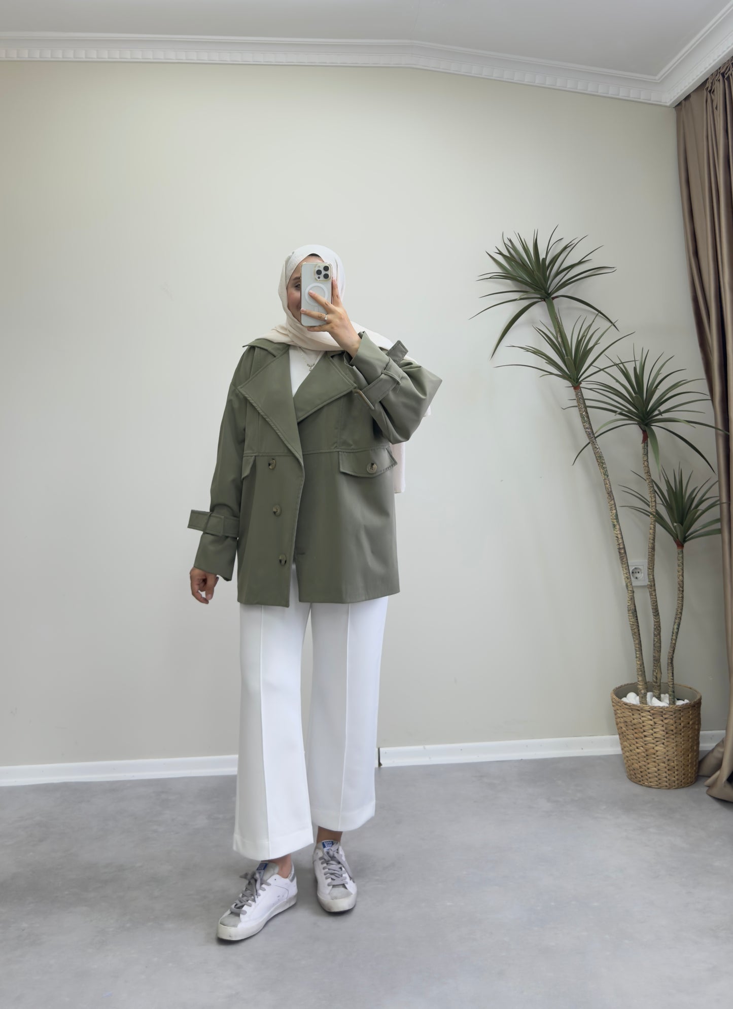 1182 - Düğmeli Trençkot - Haki