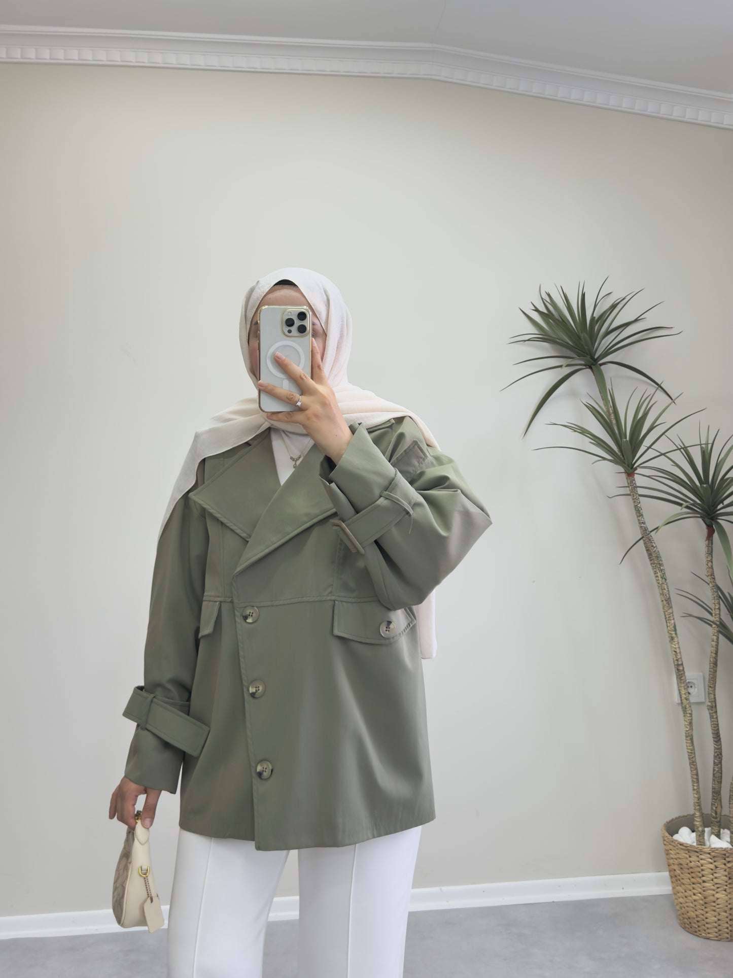 1182 - Düğmeli Trençkot - Haki