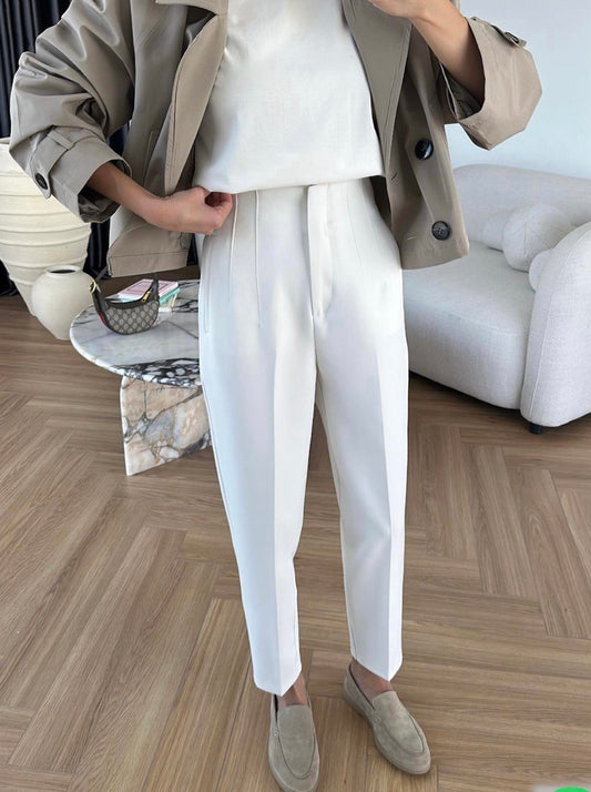 1106 - Fletolu Kalem Pantolon - Beyaz