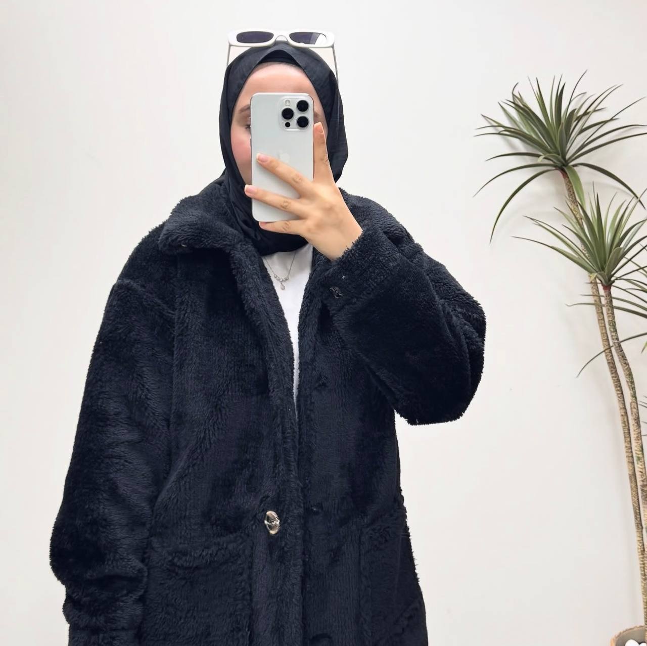 0840 - Peluş mont - Siyah