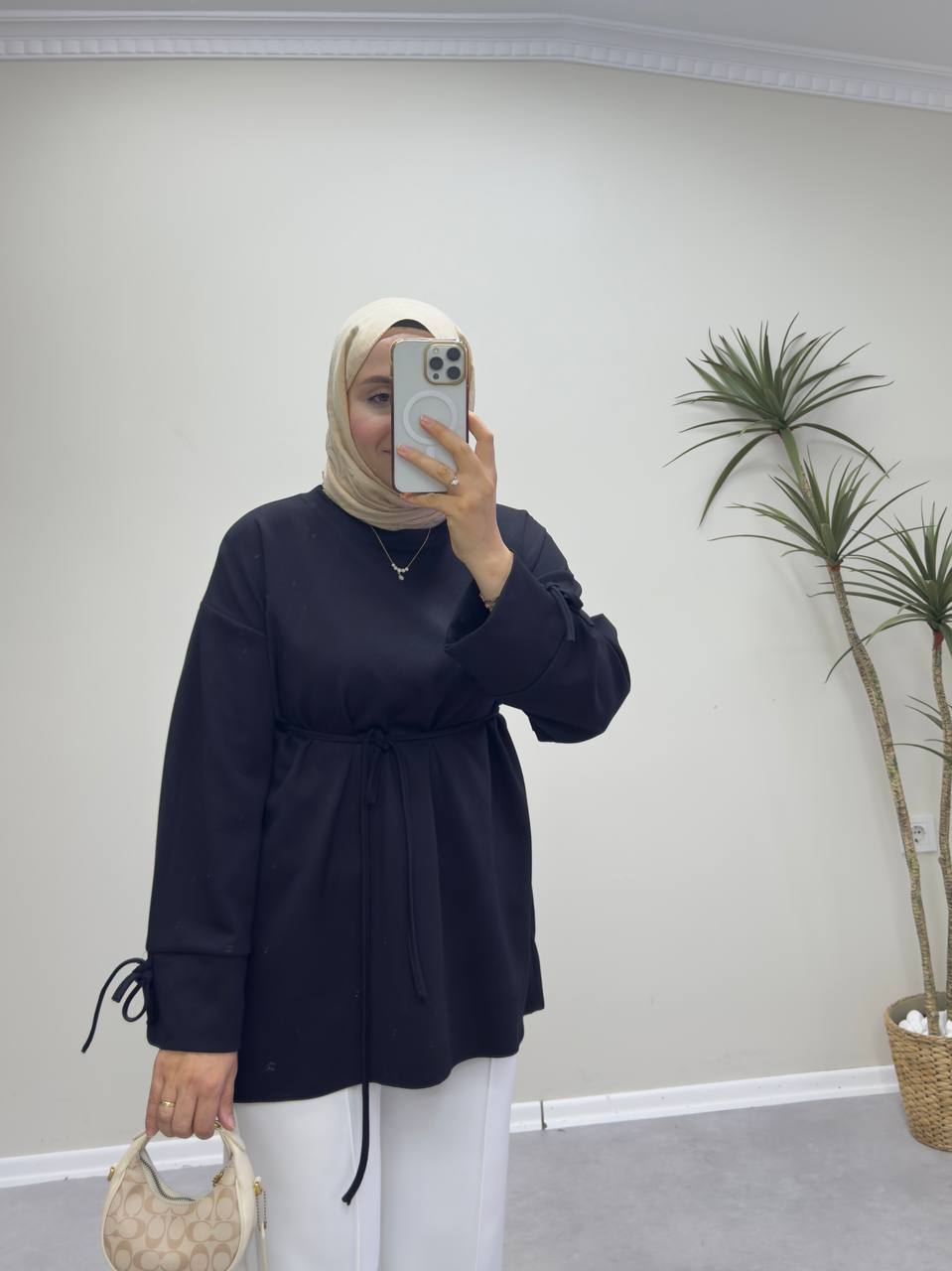 2738 - Bağlamalı Oysh Sweat - Siyah