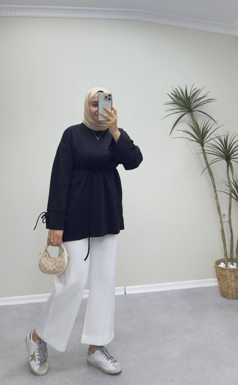 2738 - Bağlamalı Oysh Sweat - Siyah