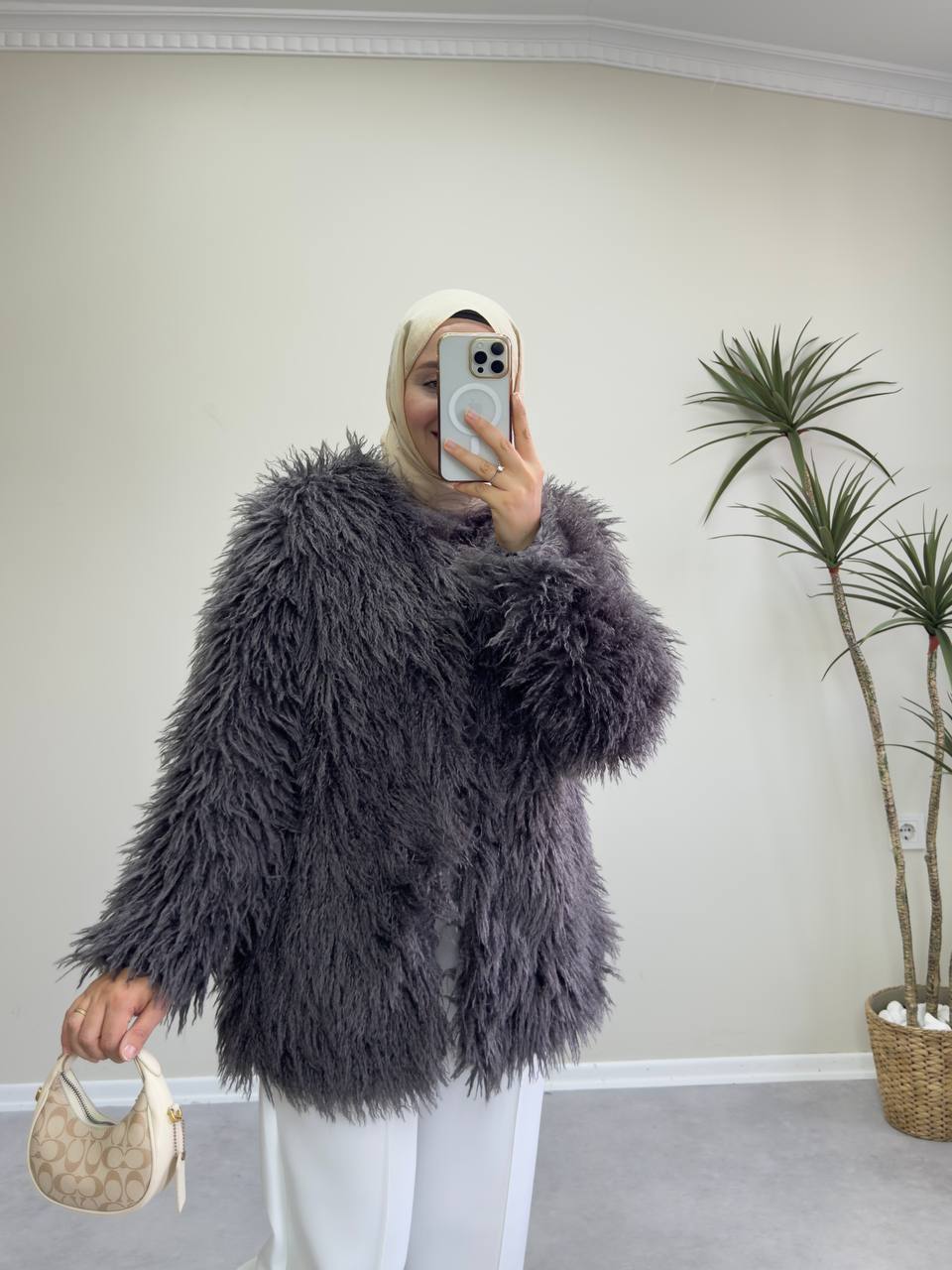 2646 - Tüylü Ceket - Antrasit