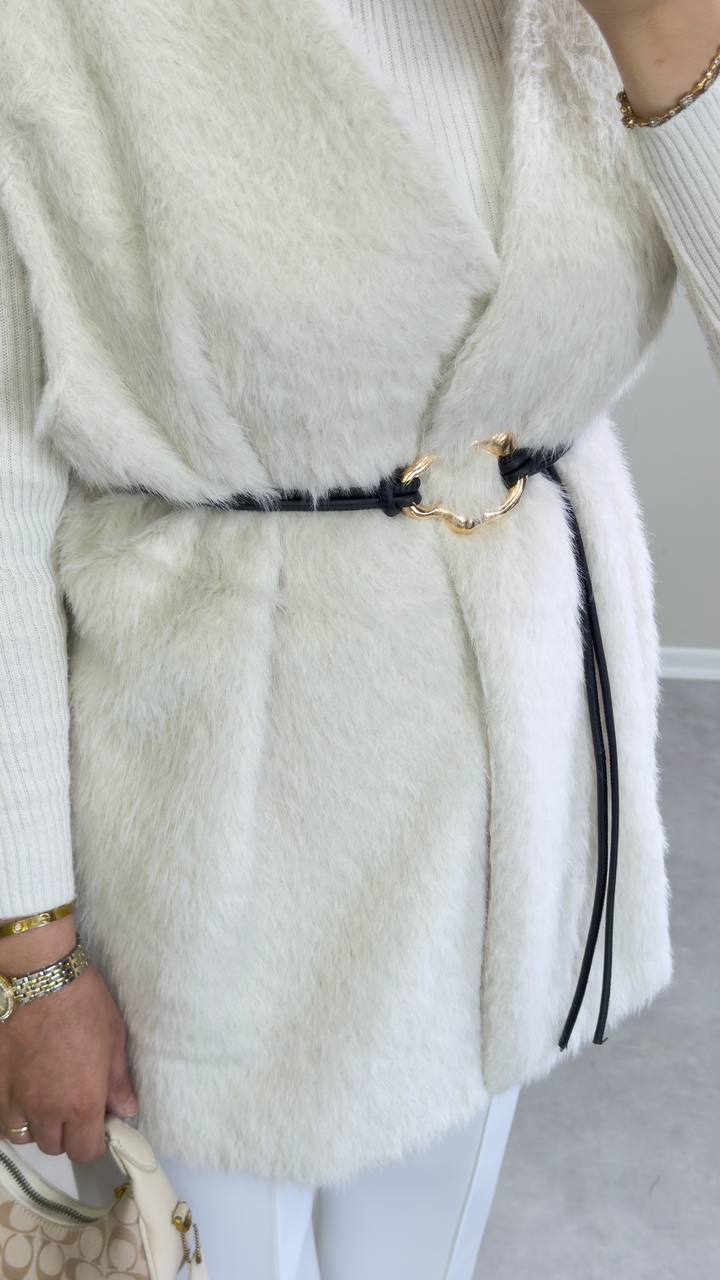 2714 - Kürk Yelek - Krem