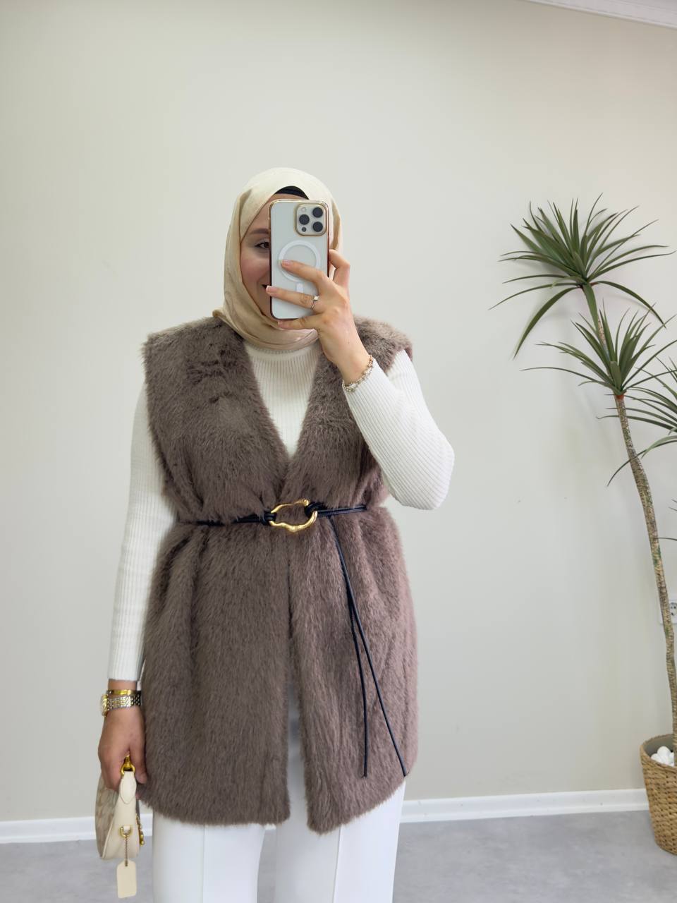 2714 - Kürk Yelek - Kahve