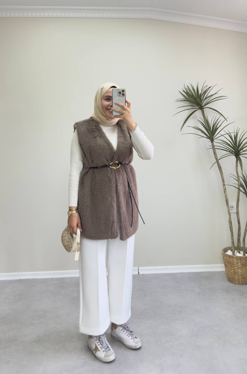 2714 - Kürk Yelek - Kahve