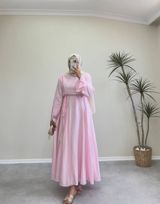 2172 - Eteği Kloş Elbise - Pembe