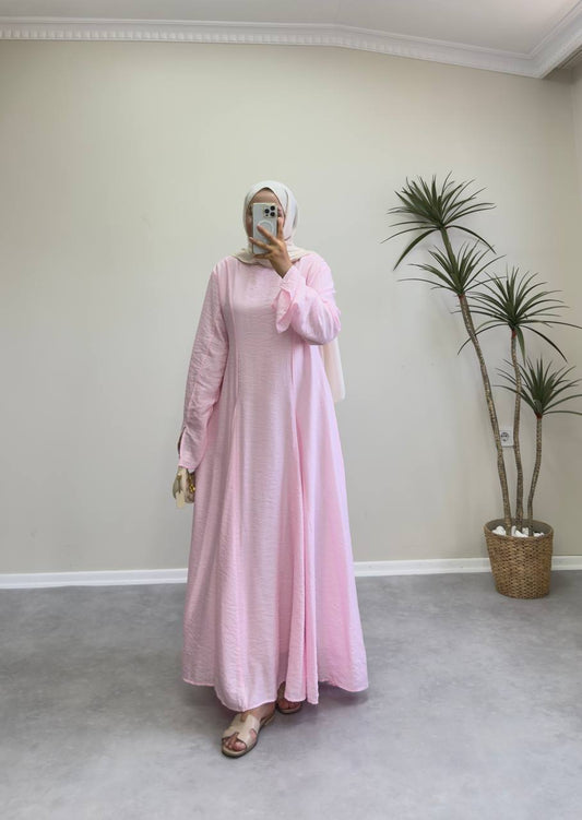 2172 - Eteği Kloş Elbise - Pembe