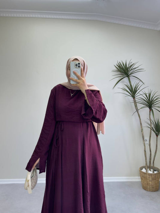2172 - Eteği Kloş Elbise - Bordo