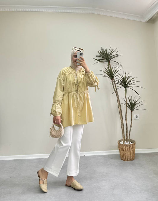 1601 - Bağlamalı Tunik - Soft sarı