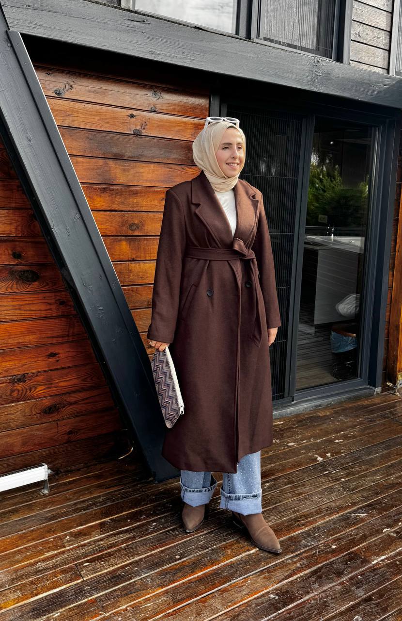 2769 - Premium Kaşe Kaban - Acı Kahve