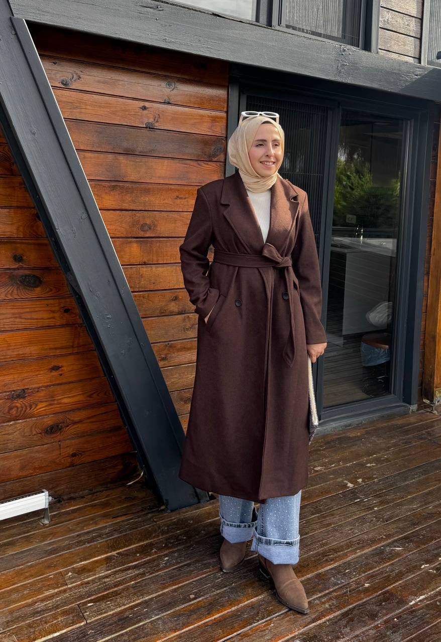 2769 - Premium Kaşe Kaban - Acı Kahve