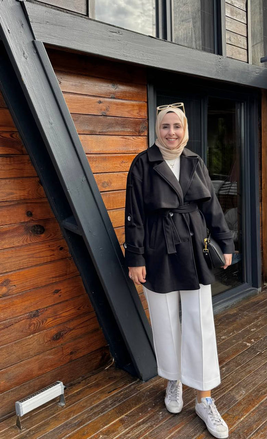 2776 - Kısa Kaşe Kaban - Siyah