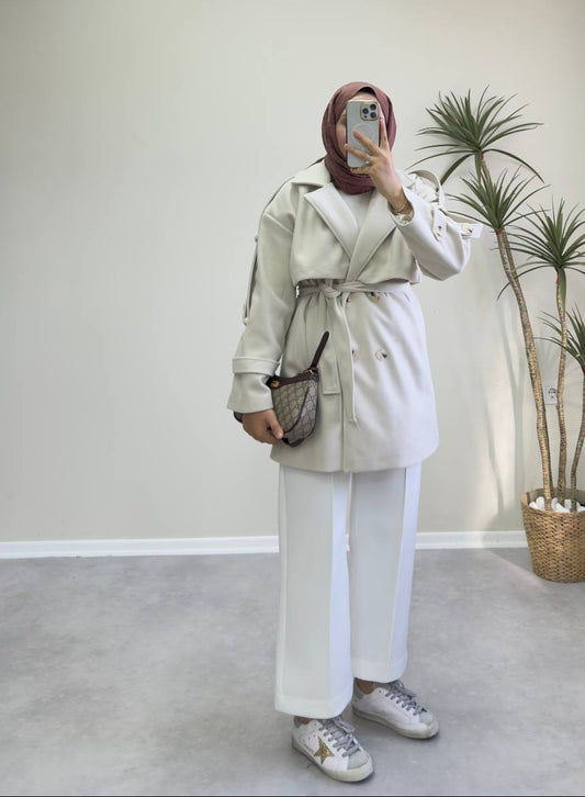 2776 - Kısa Kaşe Kaban - Krem