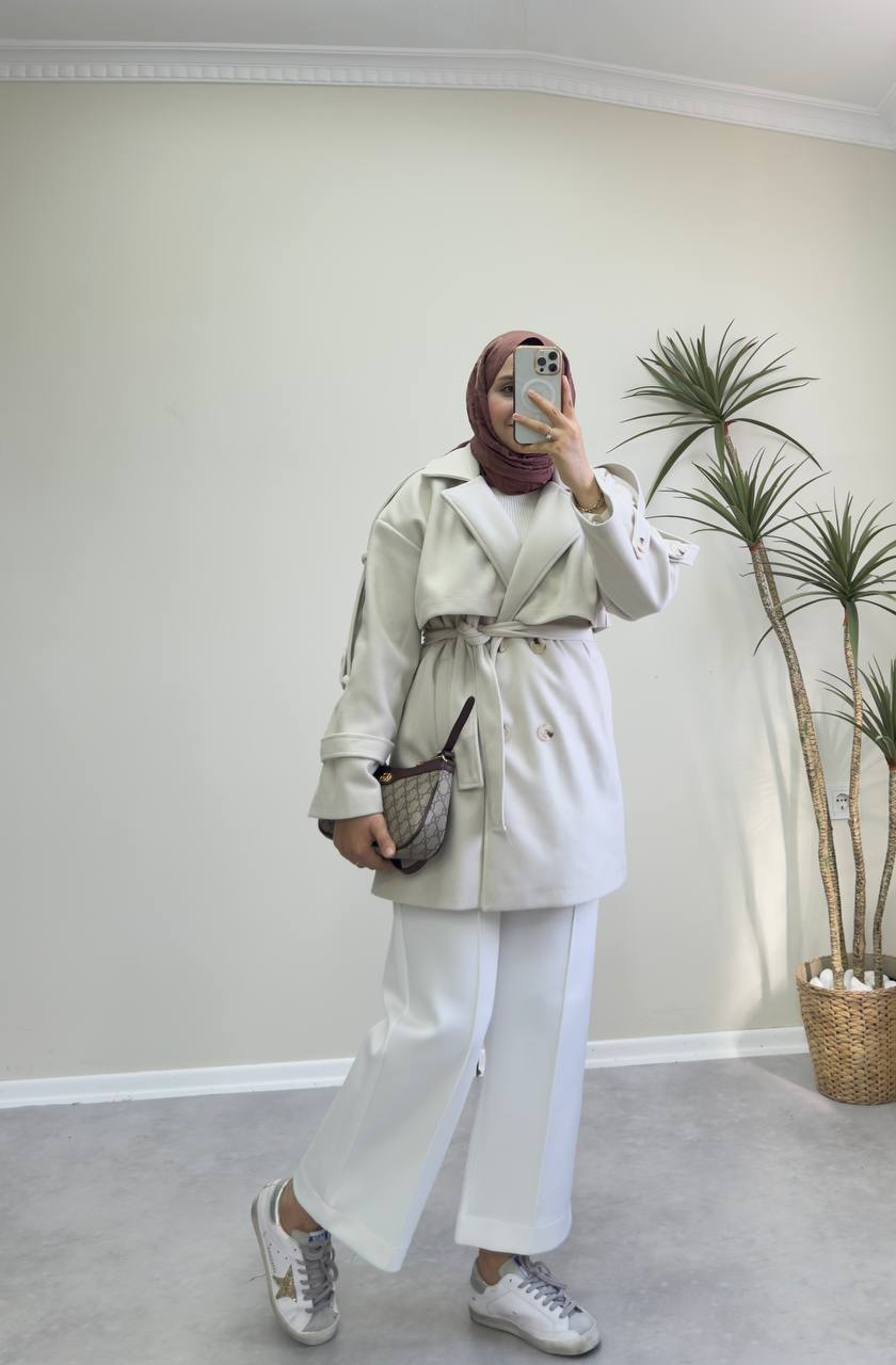 2776 - Kısa Kaşe Kaban - Krem