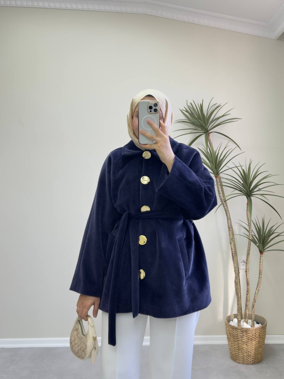 2677 - Angora Kısa Kaban - Lacivert