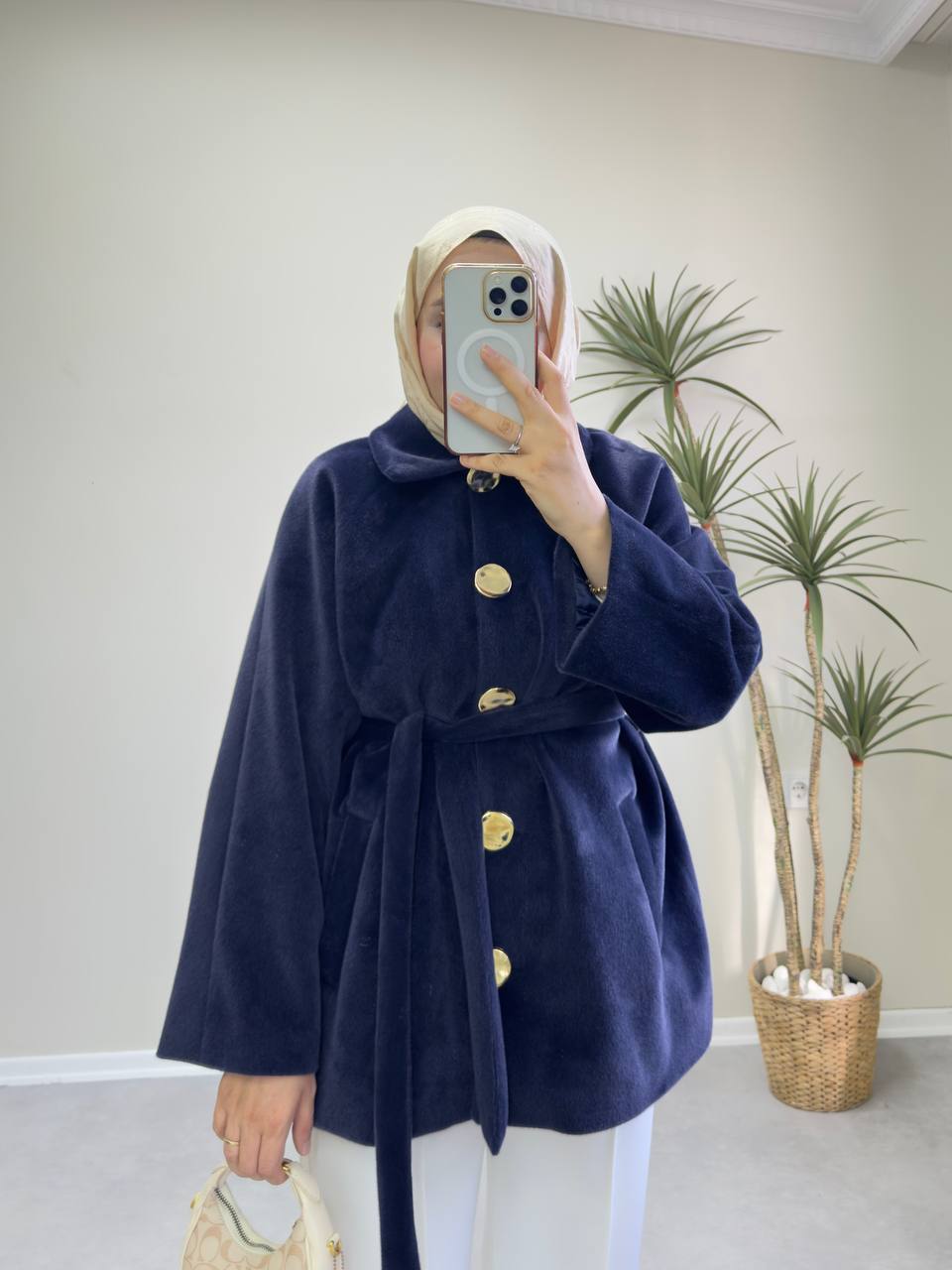 2677 - Angora Kısa Kaban - Lacivert