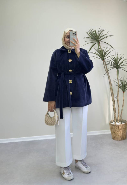 2677 - Angora Kısa Kaban - Lacivert