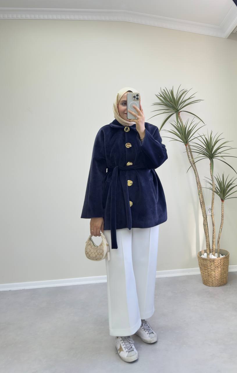 2677 - Angora Kısa Kaban - Lacivert