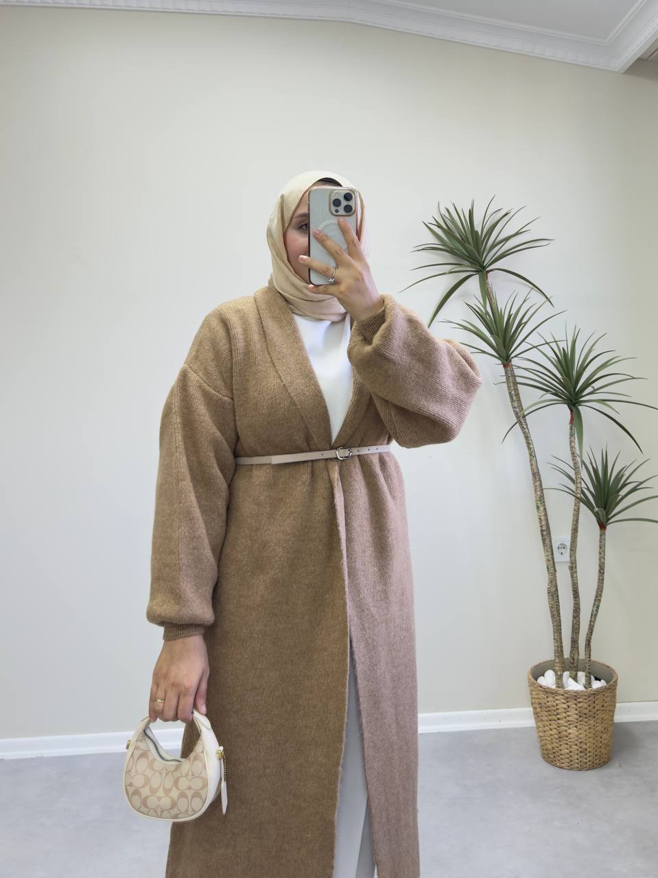 2780 - Uzun Triko Hırka - Camel