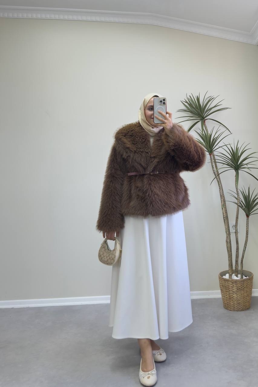 2745 - Şal Yaka Kürk - Kahverengi