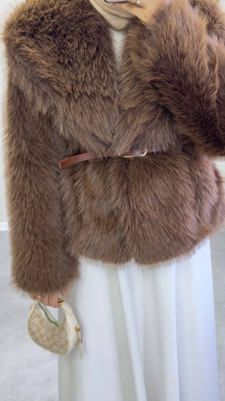 2745 - Şal Yaka Kürk - Kahverengi