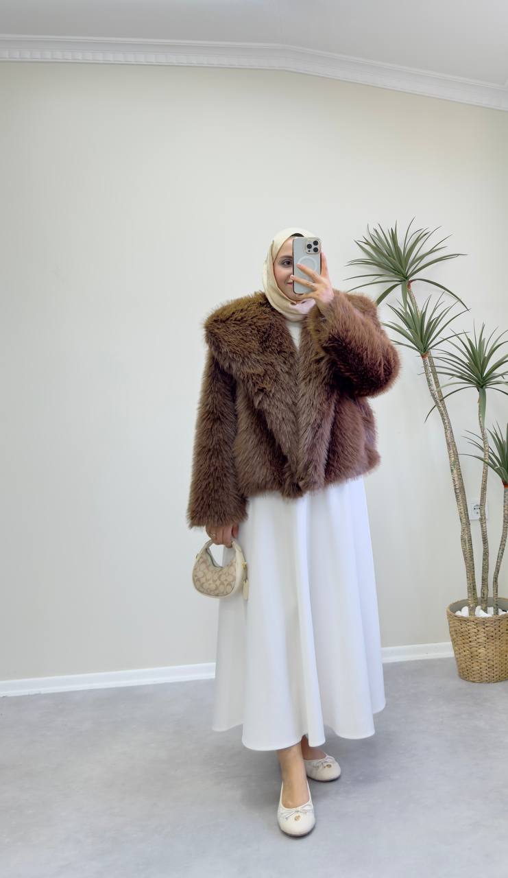 2745 - Şal Yaka Kürk - Kahverengi