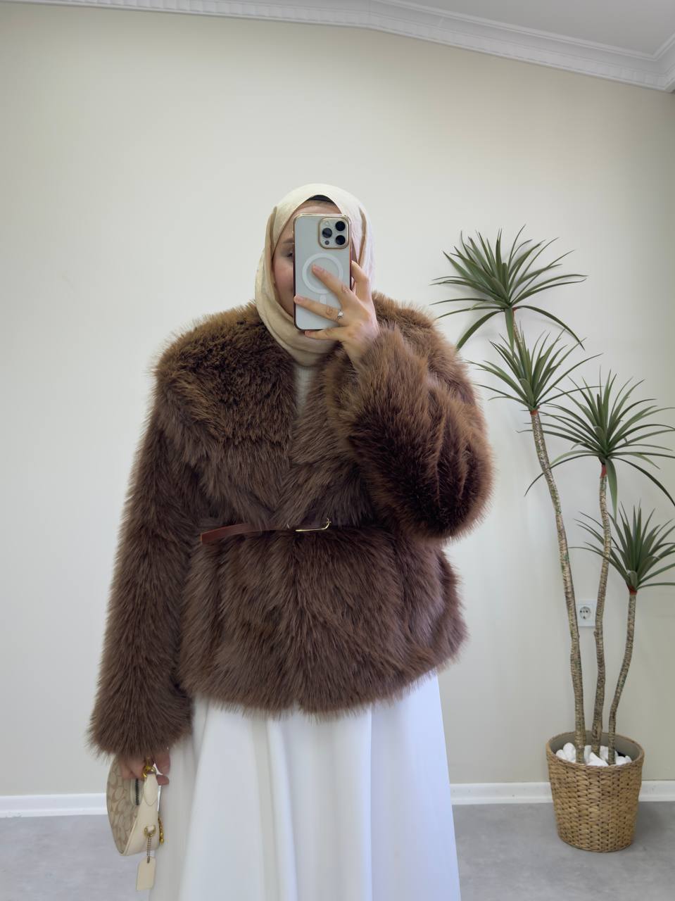 2745 - Şal Yaka Kürk - Kahverengi