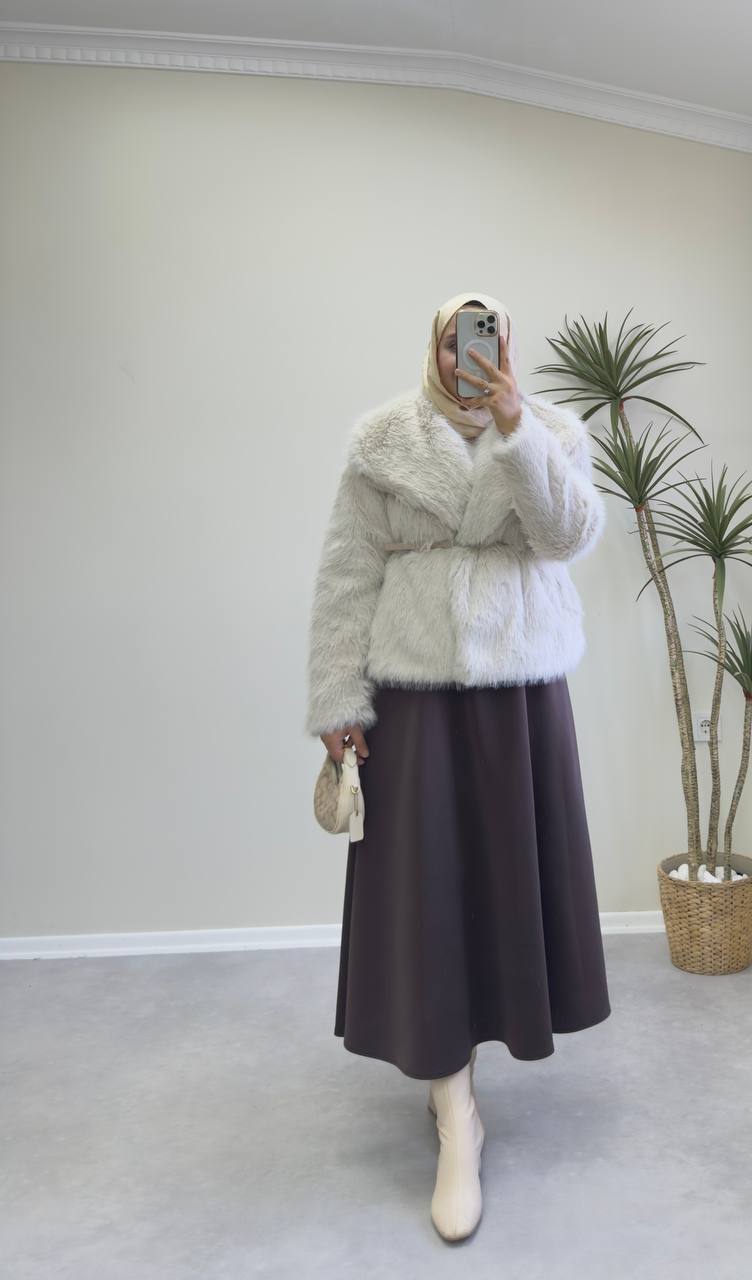 2745 - Şal Yaka Kürk - Bej