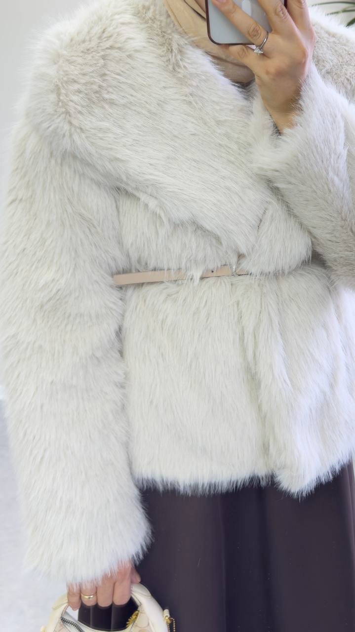 2745 - Şal Yaka Kürk - Bej