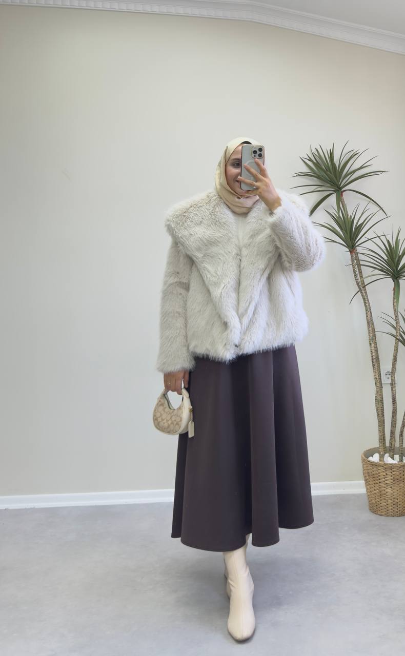 2745 - Şal Yaka Kürk - Bej