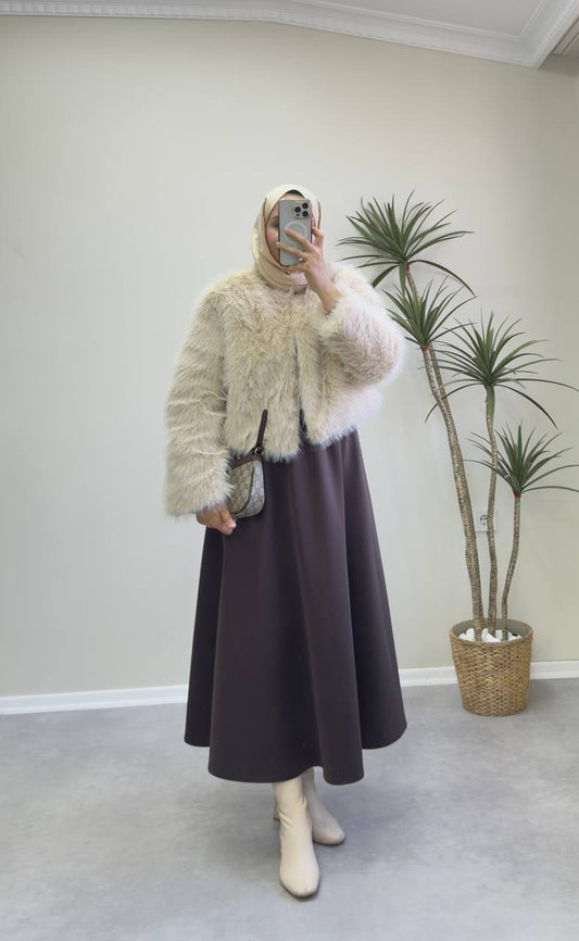 2752 - Mini Kürk - Krem