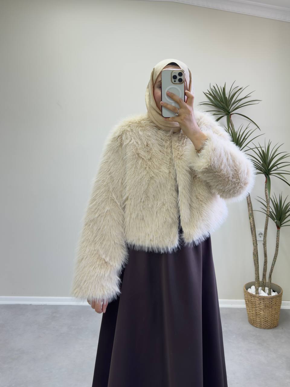 2752 - Mini Kürk - Krem