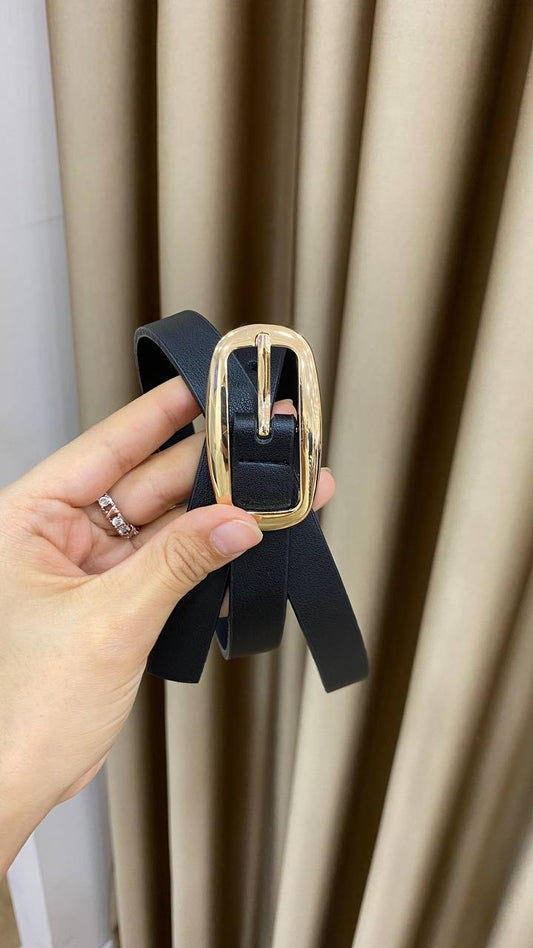 1250 - Gold Tokalı Oval Kemer - Siyah