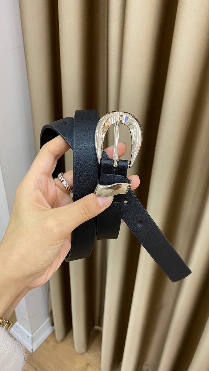 1250 - Gümüş Tokalı Kemer - Siyah