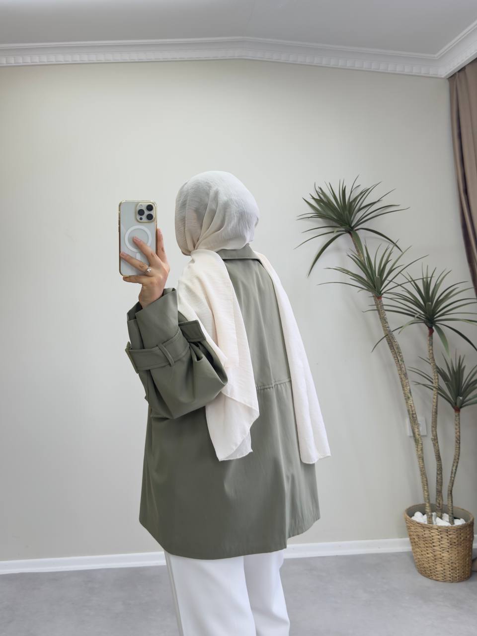 1182 - Düğmeli Trençkot - Haki