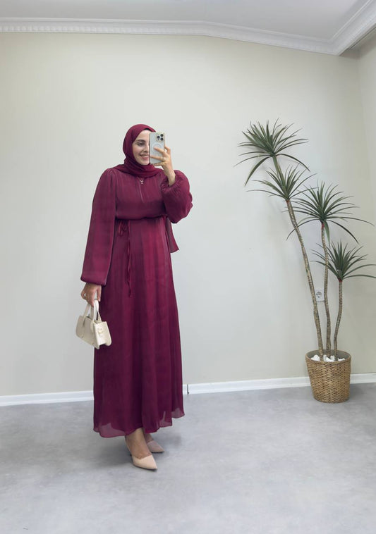 2349 - Leydi Elbise - Bordo