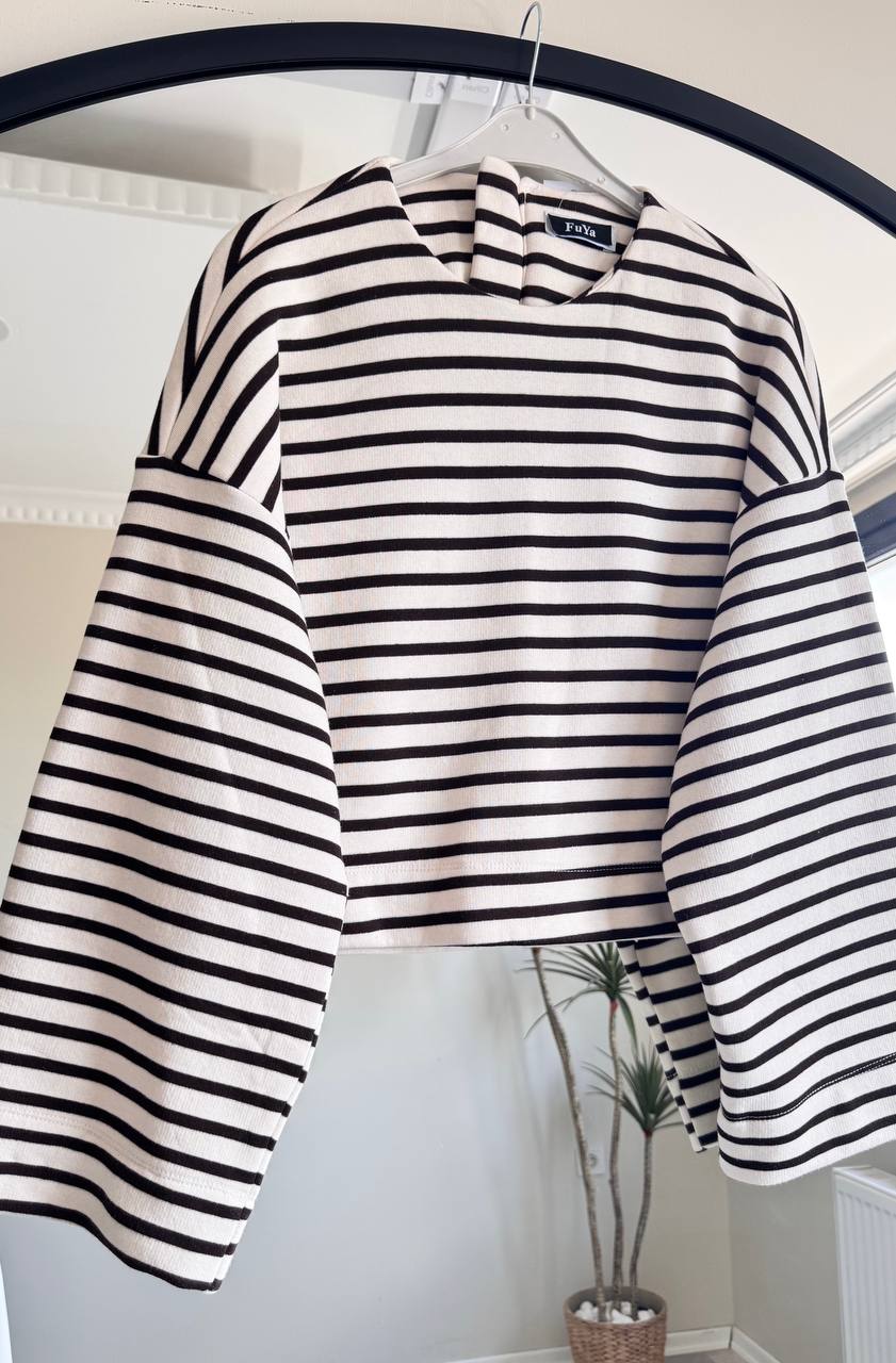 2332 - Çizgili Sweat - Acı Kahve