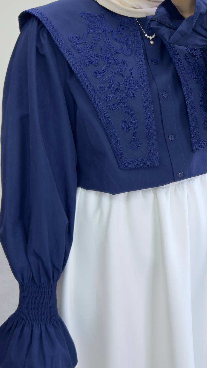 2363 - Yakası Nakışlı Gömlek - Lacivert