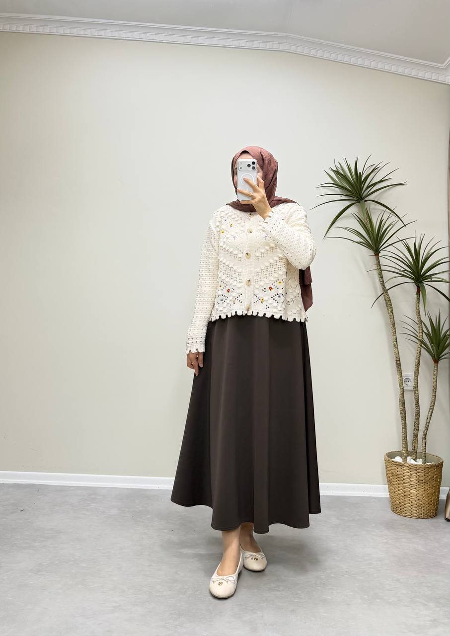 2805 - Nakışlı Hırka - Krem