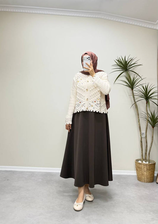 2805 - Nakışlı Hırka - Krem