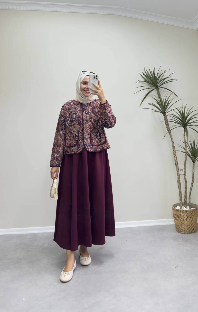 2370 - Jakarlı Ceket - Bordo