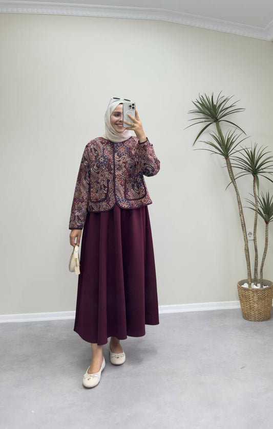 2370 - Jakarlı Ceket - Bordo