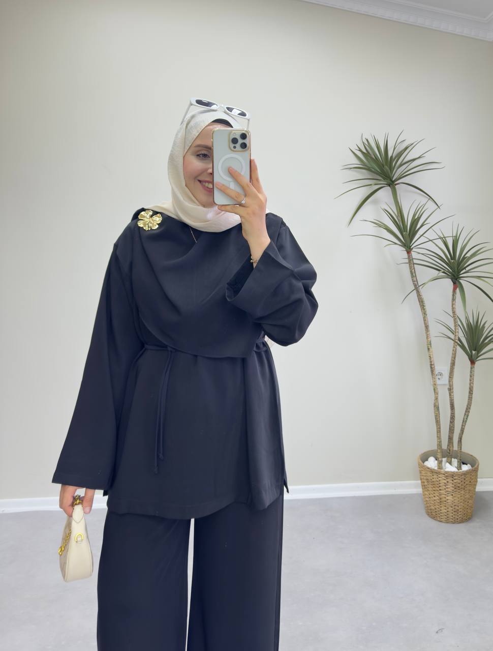 2387 - Şal Yaka Pantolon Takım - Siyah