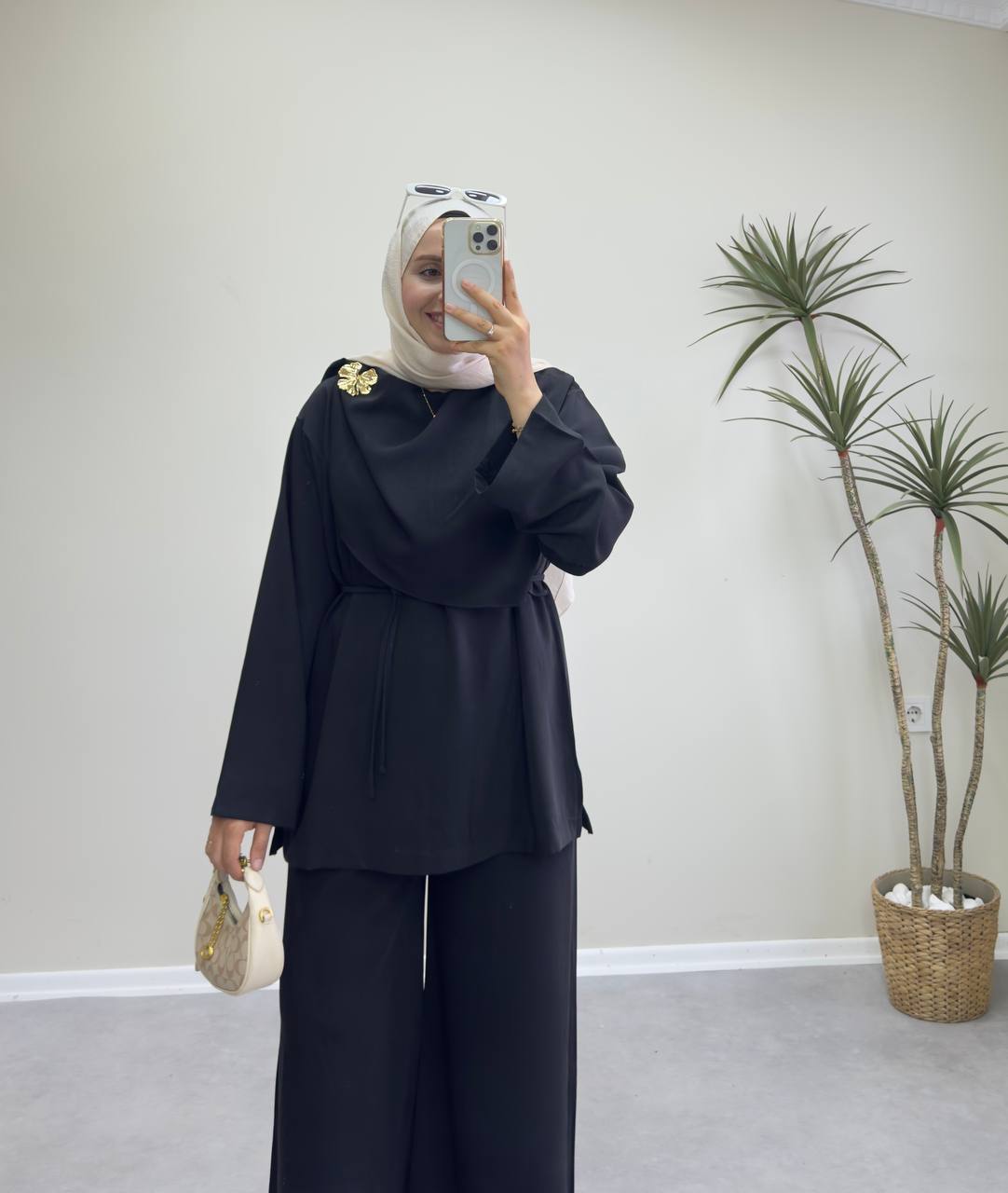 2387 - Şal Yaka Pantolon Takım - Siyah