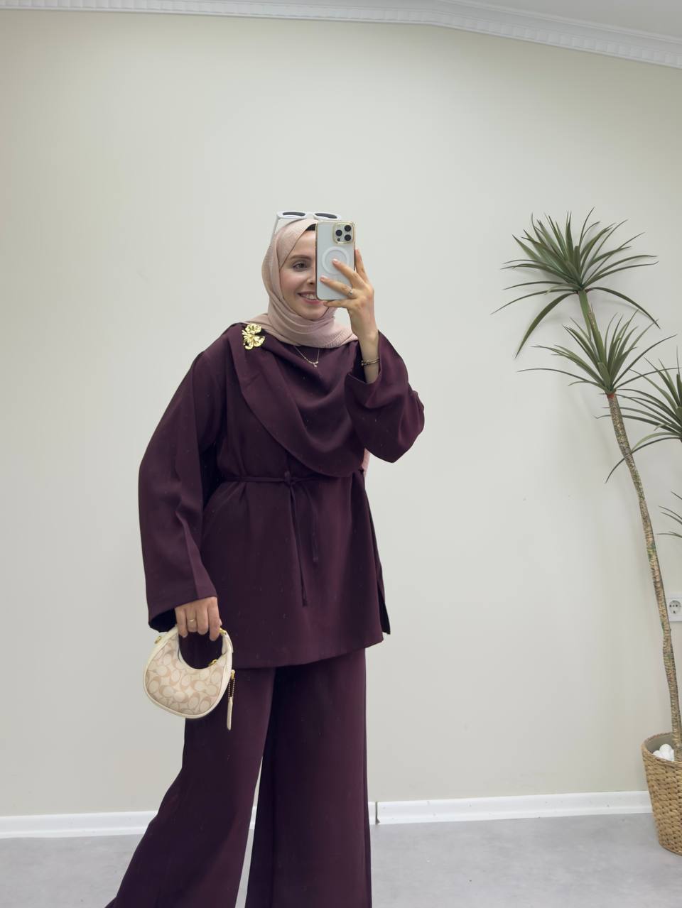 2387 - Şal Yaka Pantolon Takım - Bordo