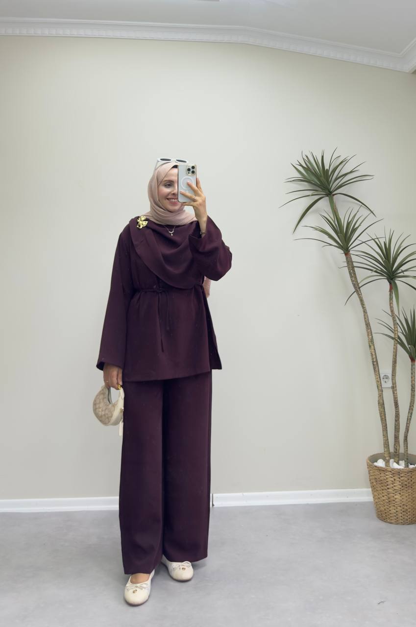 2387 - Şal Yaka Pantolon Takım - Bordo